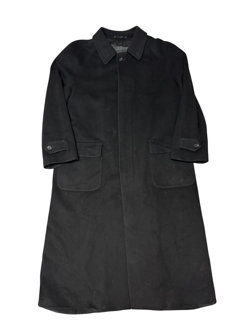 Herno Coat Mens 50 Black Pure Cashmere Overcoat Made In Italy Lined Button Front